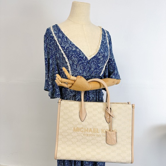 Michael Kors 35F2G7ZT2I Mirella Medium Tote Shoulder Handbag Purse IN Natural ML